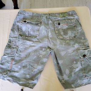 True Religion Camo Shorts  drawstring Distressed
